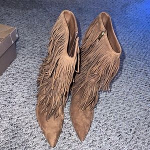Sam Edelman Belinda double suede frayed boots
